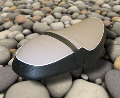 Retro - Beige welded vinyl with contrasting white piping and black original border