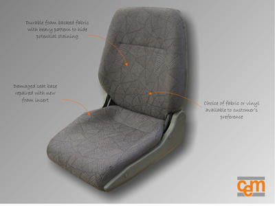 Iveco seat - Base and backrest recovered and foam repaired